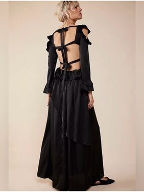 FREE PEOPLE X ALLINA LIU VALKYRIE DRESS SIZE MEDIUM ONYX BLACK NWT 🖤